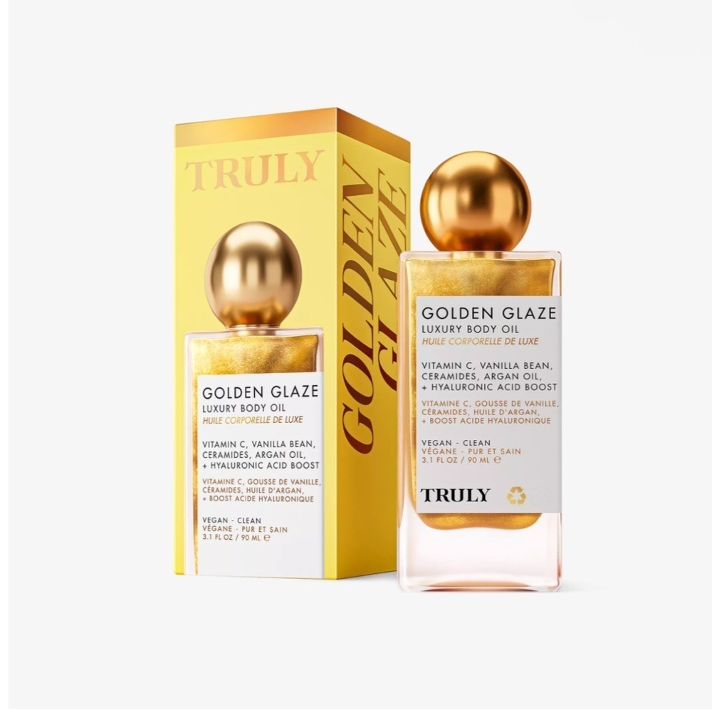 TRULY Golden Glaze Luxury Body Oil‎ Vitamin C Hyaluronic Acid Shimmer 3.1oz NIB